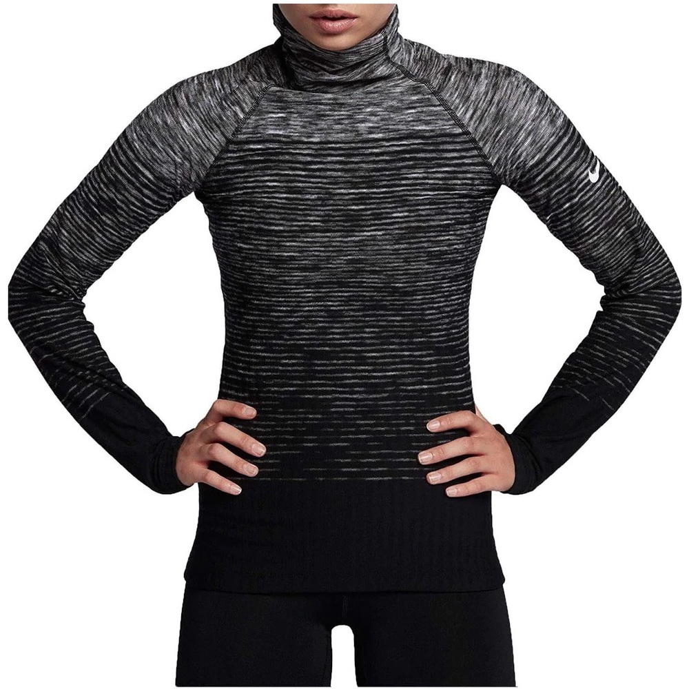 NIKE PRO Hyperwarm Long Sleeve Training Top - Black & Gray - 856291-021 - Sz S